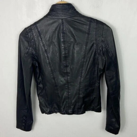 Muubaa 100% Lamb Leather Jacket Black Biker Moto Naiden Size 2 Style M0275‎ Coat - Picture 11 of 13